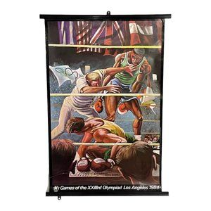 Original Ernie Barnes 1984 Los Angeles Olympics Boxing Poster SIGNED